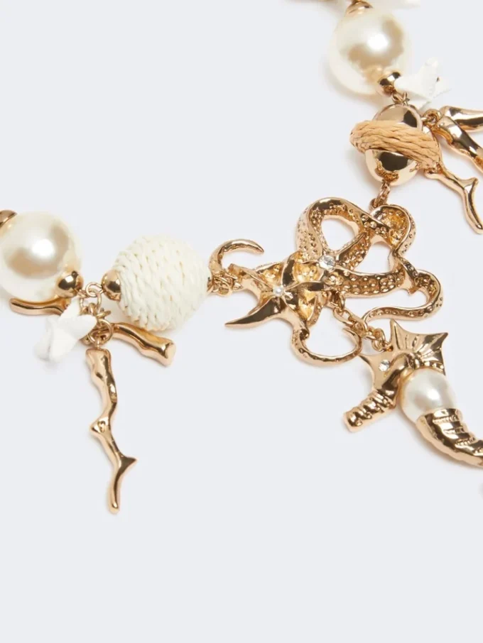 ”abissi” chokerhalsband i metall och raffia, guld ”abissi” chokerhalsband i metall och raffia, guld