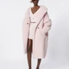 Shorts i kanvas av ull, mohair och siden, beige-rosa