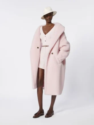 Alpaca- och ull Teddy Bear Icon Coat, rosa