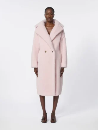 Alpaca- och ull Teddy Bear Icon Coat, rosa