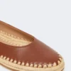 Ballerinaskor i nappa och raffia, tobaksfärgade Ballerinaskor i nappa och raffia, tobaksfärgade