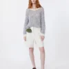 Bermudashorts i bomulls- och linnekanvas, ecru Bermudashorts i bomulls- och linnekanvas, ecru