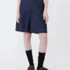 Bermudashorts i denim av bomull och linne, marinblå Bermudashorts i denim av bomull och linne, marinblå