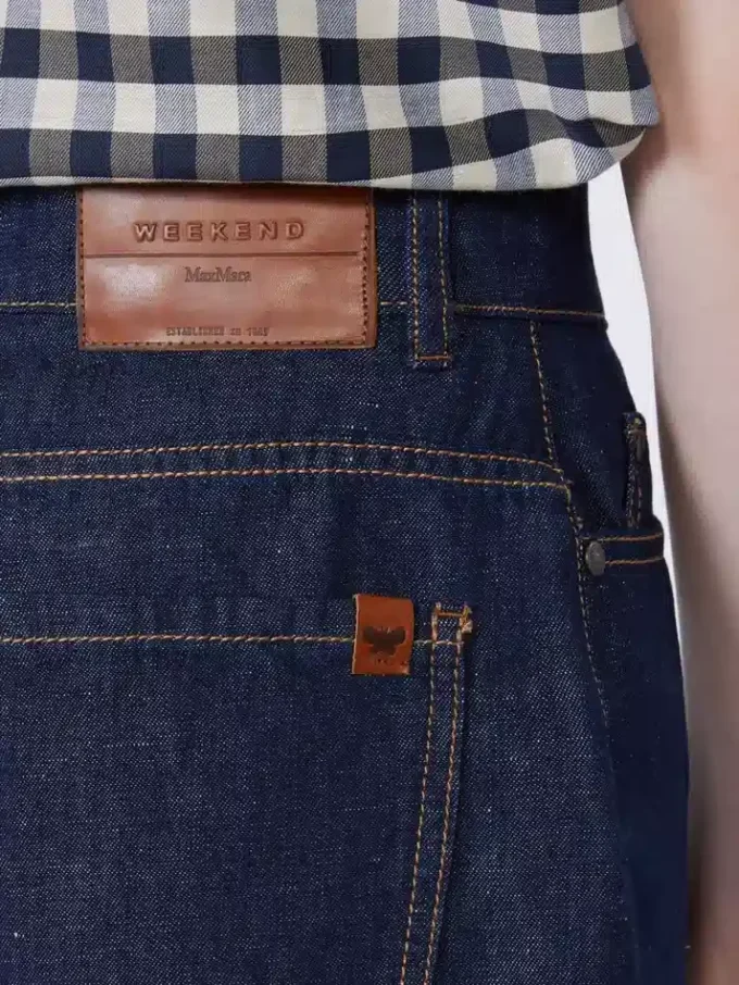 Bermudashorts i denim av bomull och linne, marinblå Bermudashorts i denim av bomull och linne, marinblå