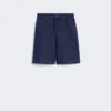 Bermudashorts i denim av bomull och linne, marinblå Bermudashorts i denim av bomull och linne, marinblå