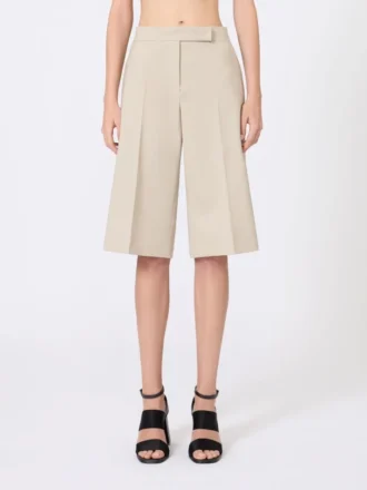 Bermudashorts i kanvas av ull, mohair och silke, sand