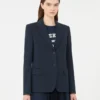 Blazer i bomullsjersey, marinblå Blazer i bomullsjersey, marinblå