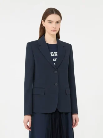 Blazer i bomullsjersey, marinblå