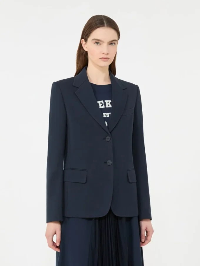 Blazer i bomullsjersey, marinblå Blazer i bomullsjersey, marinblå