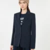 Blazer i bomullsjersey, marinblå Blazer i bomullsjersey, marinblå