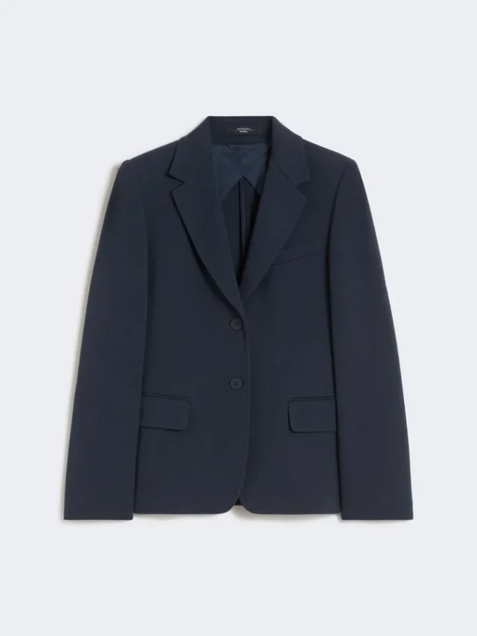 Blazer i bomullsjersey, marinblå Blazer i bomullsjersey, marinblå