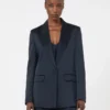 Blazer i Envers-satin, midnattblå Blazer i Envers-satin, midnattblå