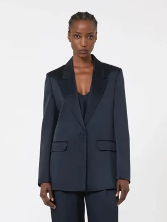 Blazer i Envers-satin, midnattblå