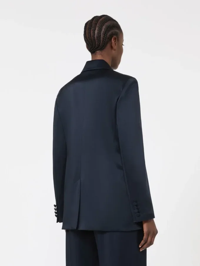 Blazer i Envers-satin, midnattblå Blazer i Envers-satin, midnattblå