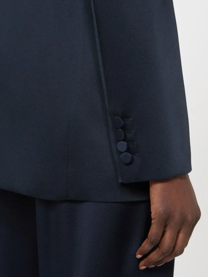 Blazer i Envers-satin, midnattblå Blazer i Envers-satin, midnattblå
