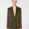 Blazer i Envers-satin, mossgrön Blazer i Envers-satin, mossgrön