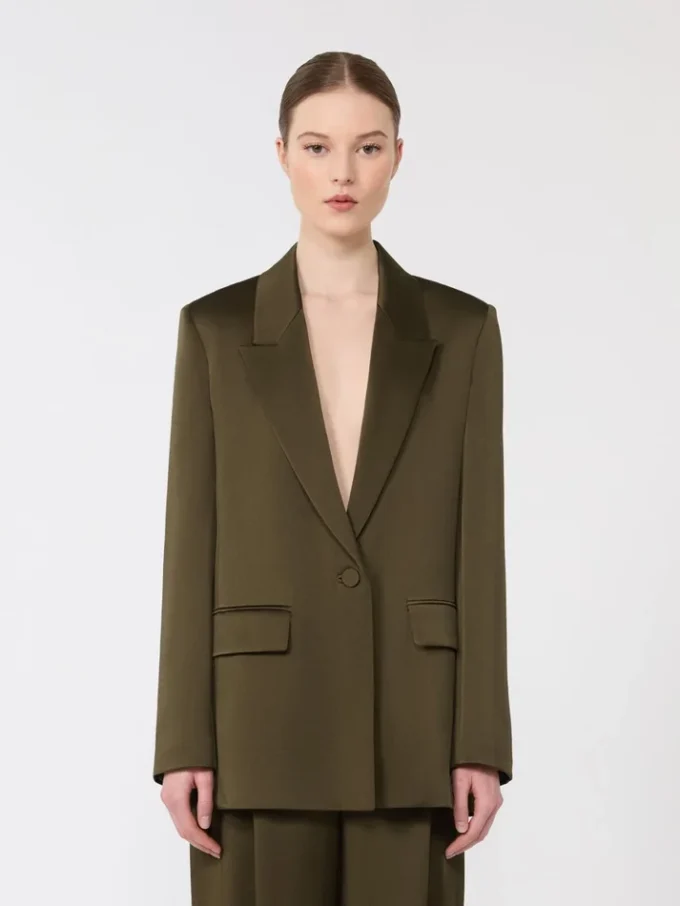 Blazer i Envers-satin, mossgrön Blazer i Envers-satin, mossgrön