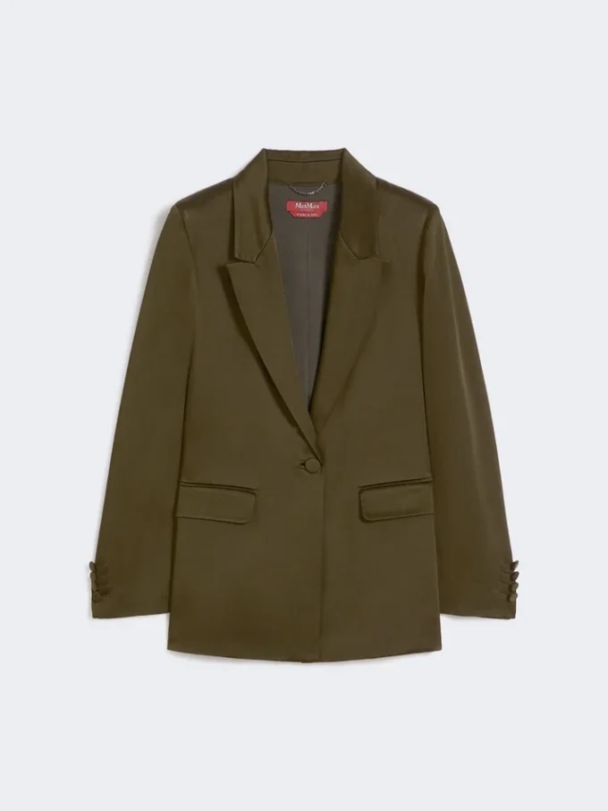 Blazer i Envers-satin, mossgrön Blazer i Envers-satin, mossgrön