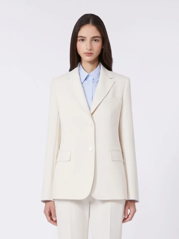 Blazer i viskosblandad canvas, elfenben