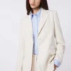 Blazer i viskosblandad canvas, elfenben