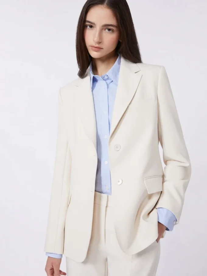 Blazer i viskosblandad canvas, elfenben