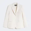 Blazer i viskosblandad canvas, elfenben