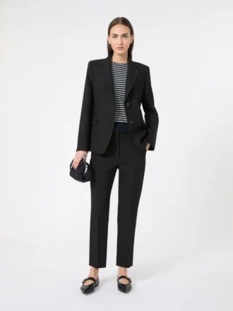 Blazer i viskosblandad canvas, svart