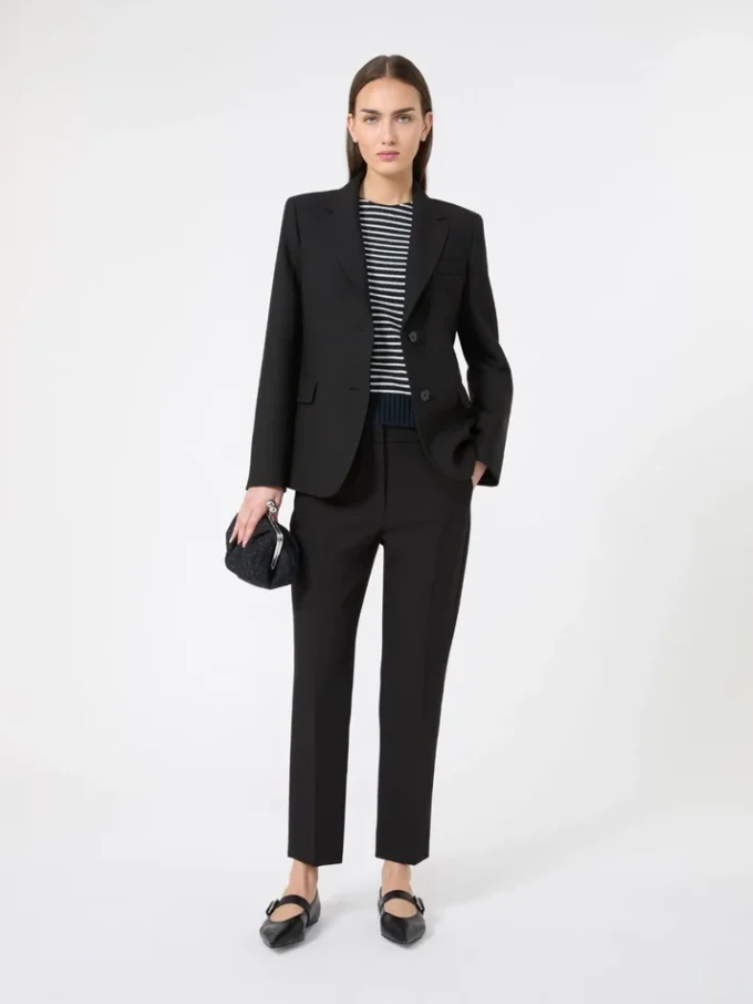 Blazer i viskosblandad canvas, svart Blazer i viskosblandad canvas, svart