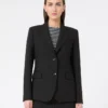 Blazer i viskosblandad canvas, svart Blazer i viskosblandad canvas, svart