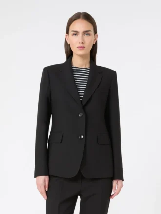 Blazer i viskosblandad canvas, svart