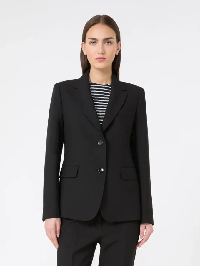 Blazer i viskosblandad canvas, svart Blazer i viskosblandad canvas, svart