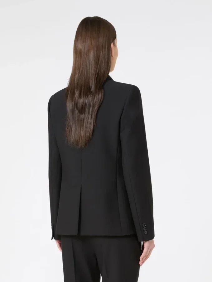 Blazer i viskosblandad canvas, svart Blazer i viskosblandad canvas, svart