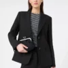 Blazer i viskosblandad canvas, svart Blazer i viskosblandad canvas, svart