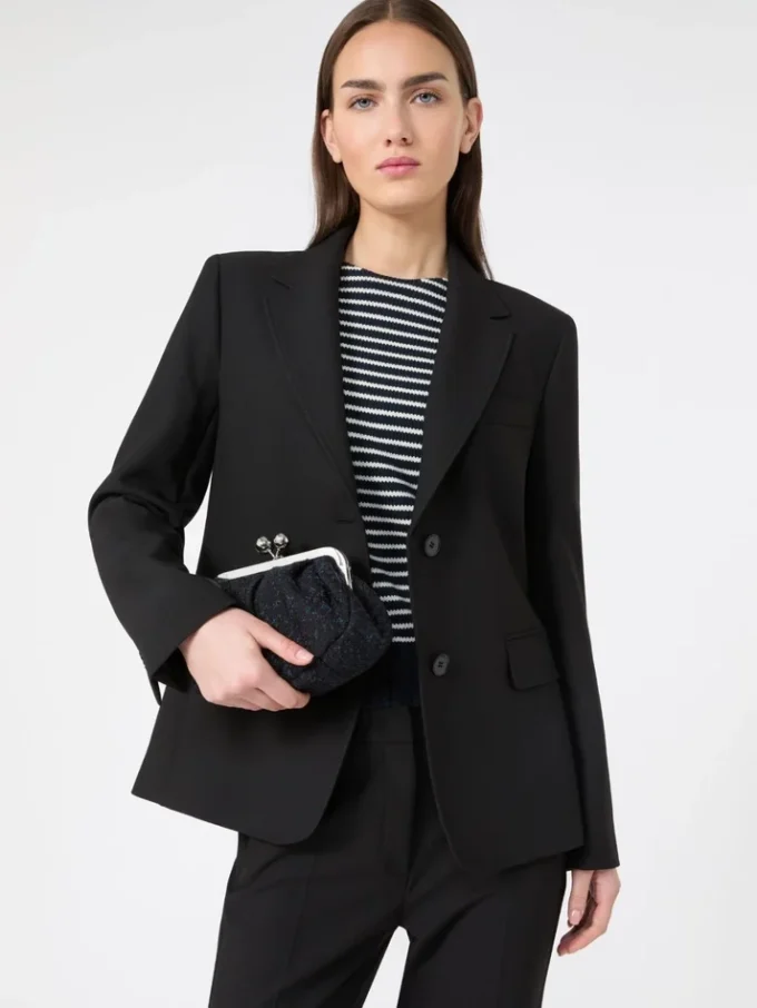 Blazer i viskosblandad canvas, svart Blazer i viskosblandad canvas, svart