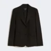 Blazer i viskosblandad canvas, svart Blazer i viskosblandad canvas, svart