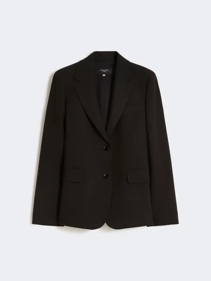 Blazer i viskosblandad canvas, svart Blazer i viskosblandad canvas, svart