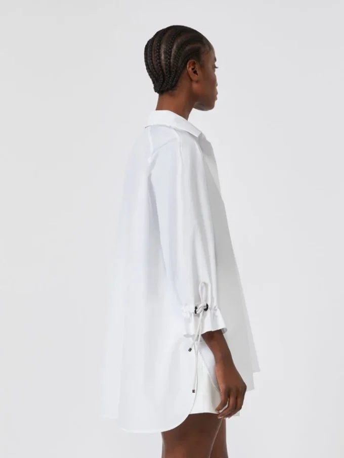 Blus i bomullspoplin, optiskt vit