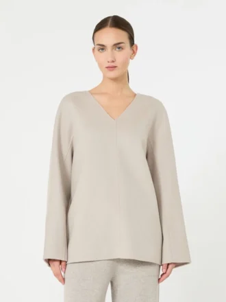 Blus i bredvävd ull, beige