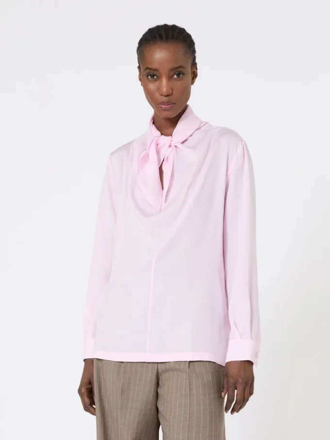 Blus i sidencharmeuse, rosa Blus i sidencharmeuse, rosa