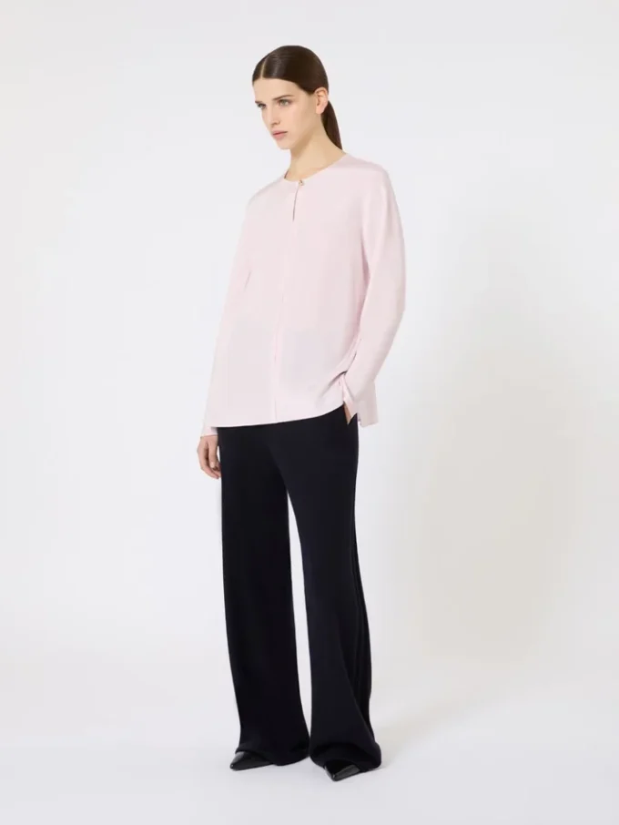 Blus i silkeskrepp de chine, rosa
