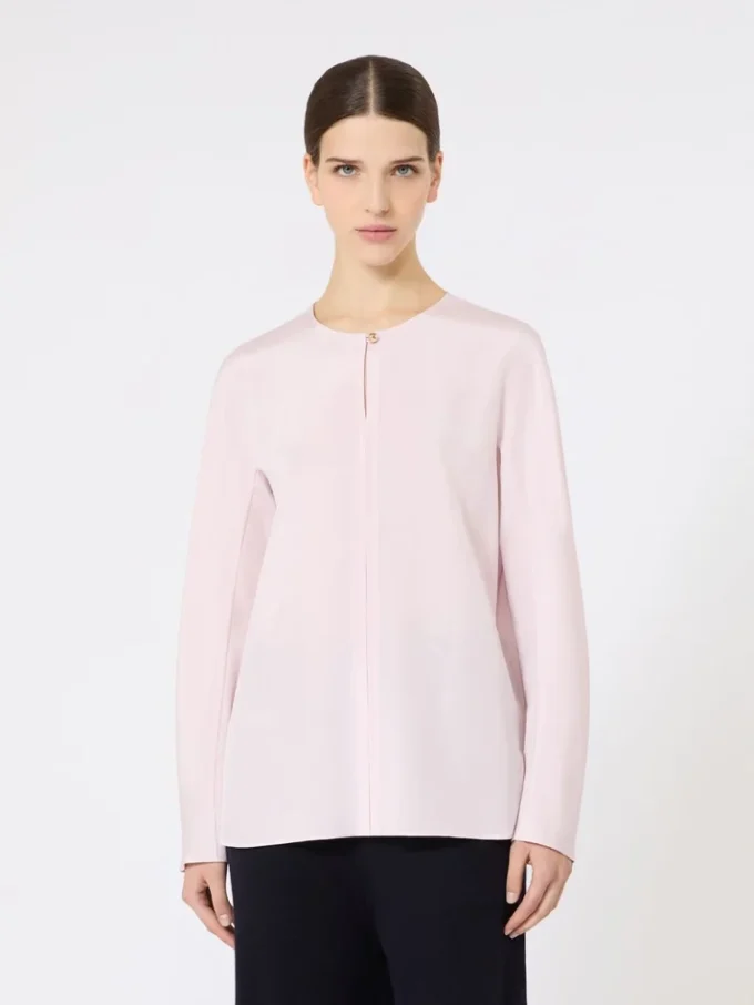 Blus i silkeskrepp de chine, rosa