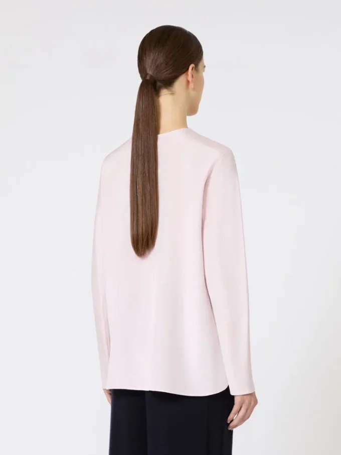 Blus i silkeskrepp de chine, rosa