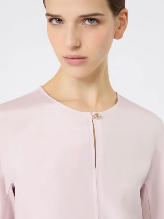 Blus i silkeskrepp de chine, rosa