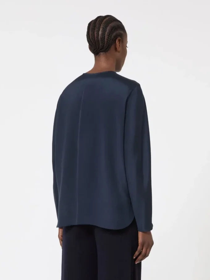Blus i silkeskrepp de chine, ultramarin Blus i silkeskrepp de chine, ultramarin