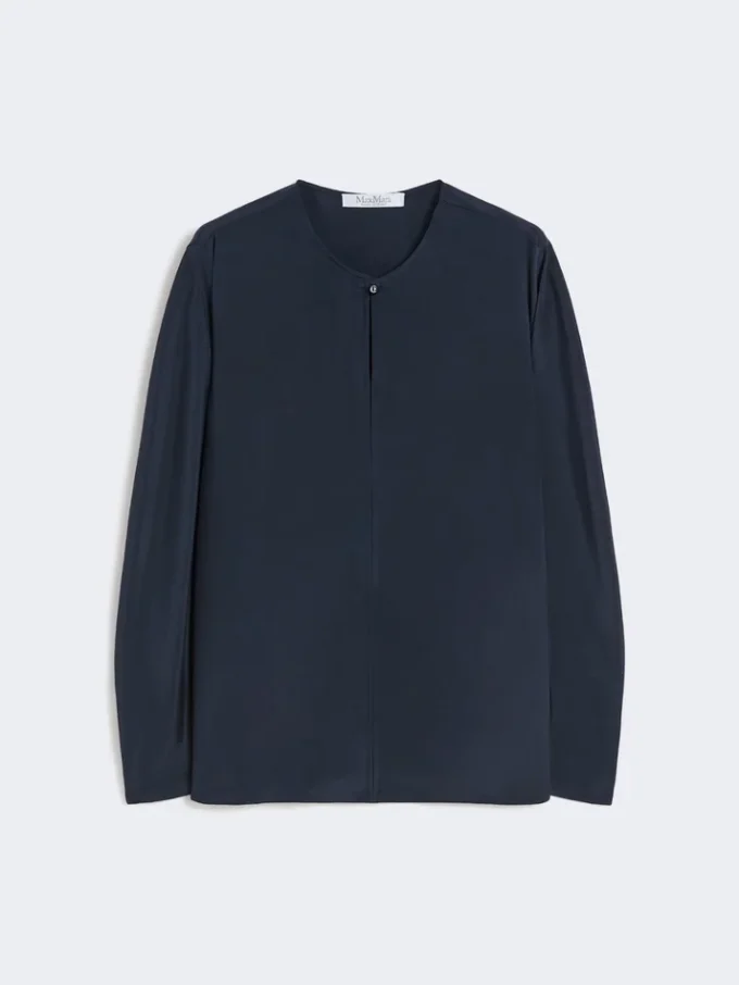 Blus i silkeskrepp de chine, ultramarin Blus i silkeskrepp de chine, ultramarin