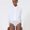 Bodysuit i poplin, optiskt vit Bodysuit i poplin, optiskt vit