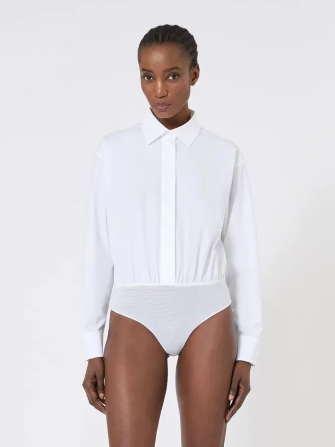 Bodysuit i poplin, optiskt vit Bodysuit i poplin, optiskt vit