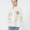 Bomullsblus med spets och broderier, vit Bomullsblus med spets och broderier, vit