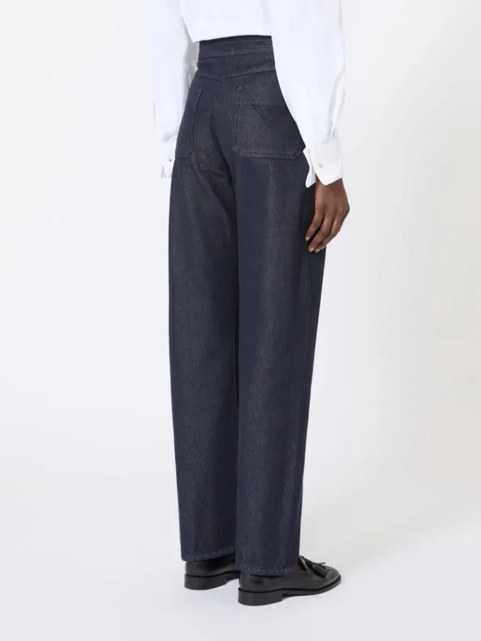 Bomullsbyxor i denimlook, midnattblå Bomullsbyxor i denimlook, midnattblå