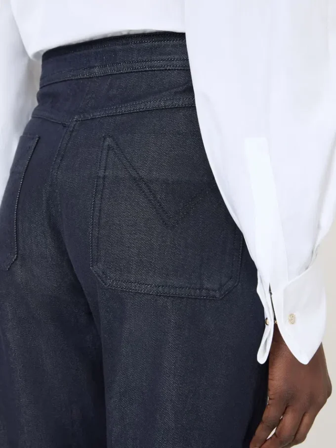 Bomullsbyxor i denimlook, midnattblå Bomullsbyxor i denimlook, midnattblå